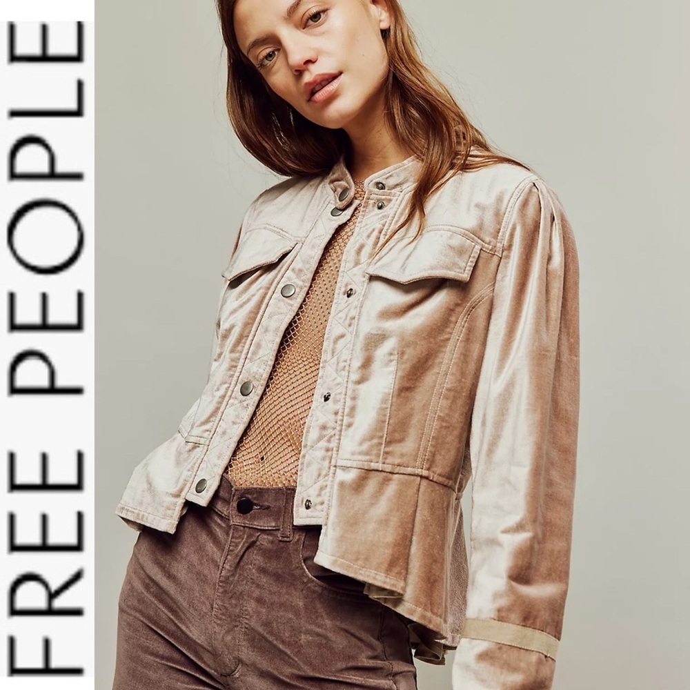 NWOT Free People Ballet Racer Ruffle Velvet Jacket S